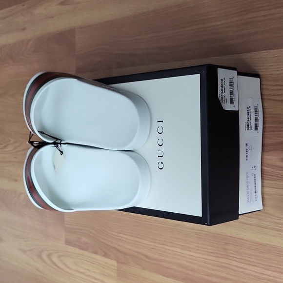 NWT Gucci Men's Signature Stripe Slide Sandals Sz 14 - Picture 10 of 11